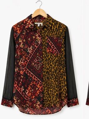Denim & Supply Ralph Lauren Mixed Print Button-Down Shirt in Red, Black, Gold